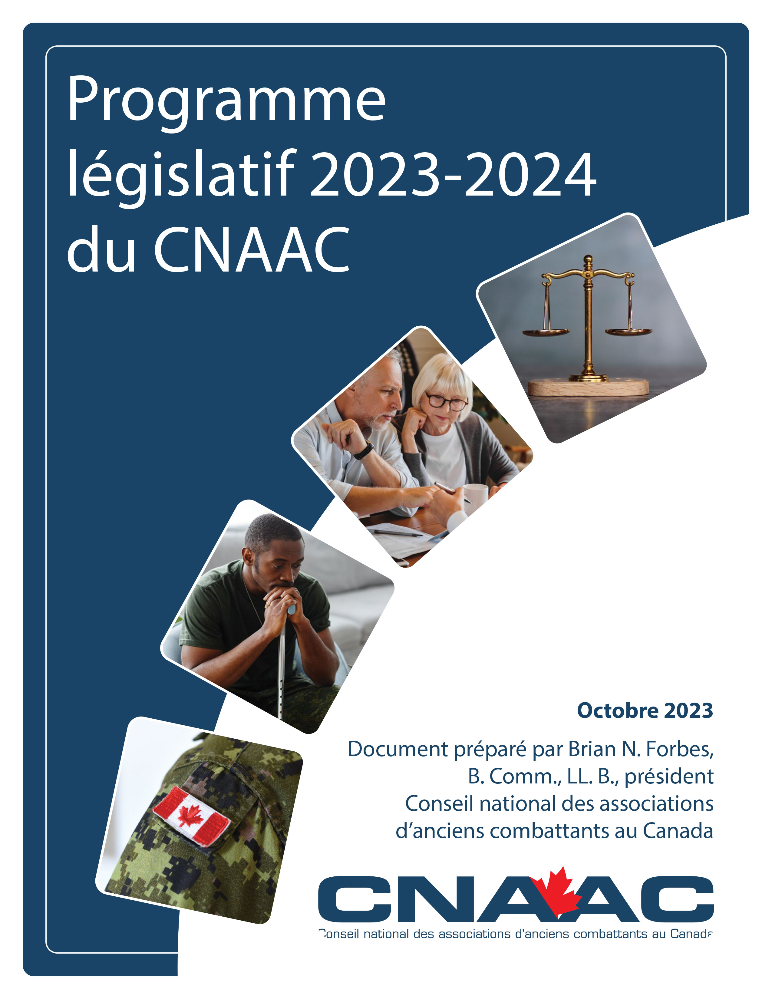 La page couverture du Programme législatif 2023-2024 du CNAAC.